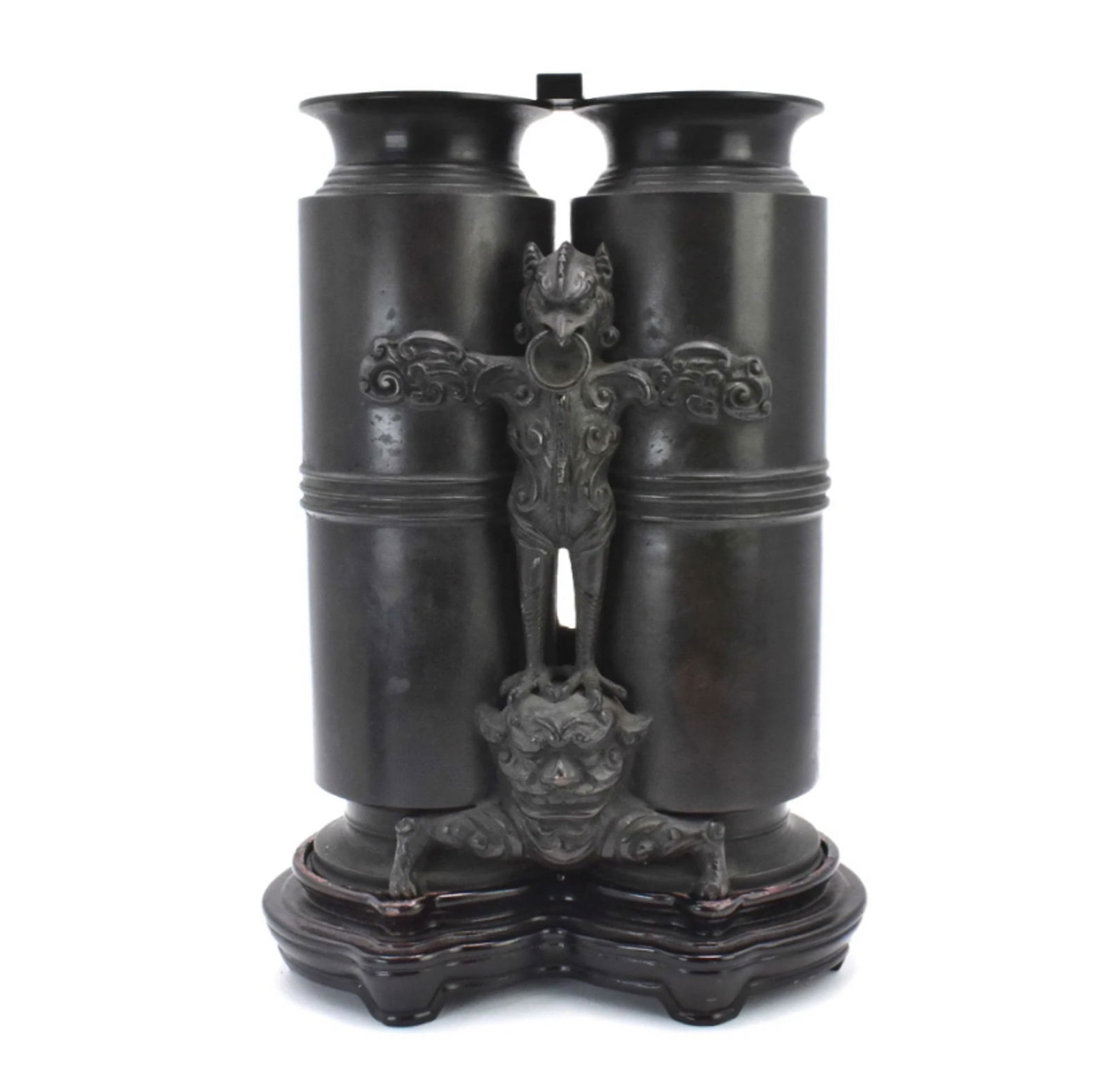 Large Chinese Bronze Cast Twin Vase, 17th/18th Century (1 of 12)