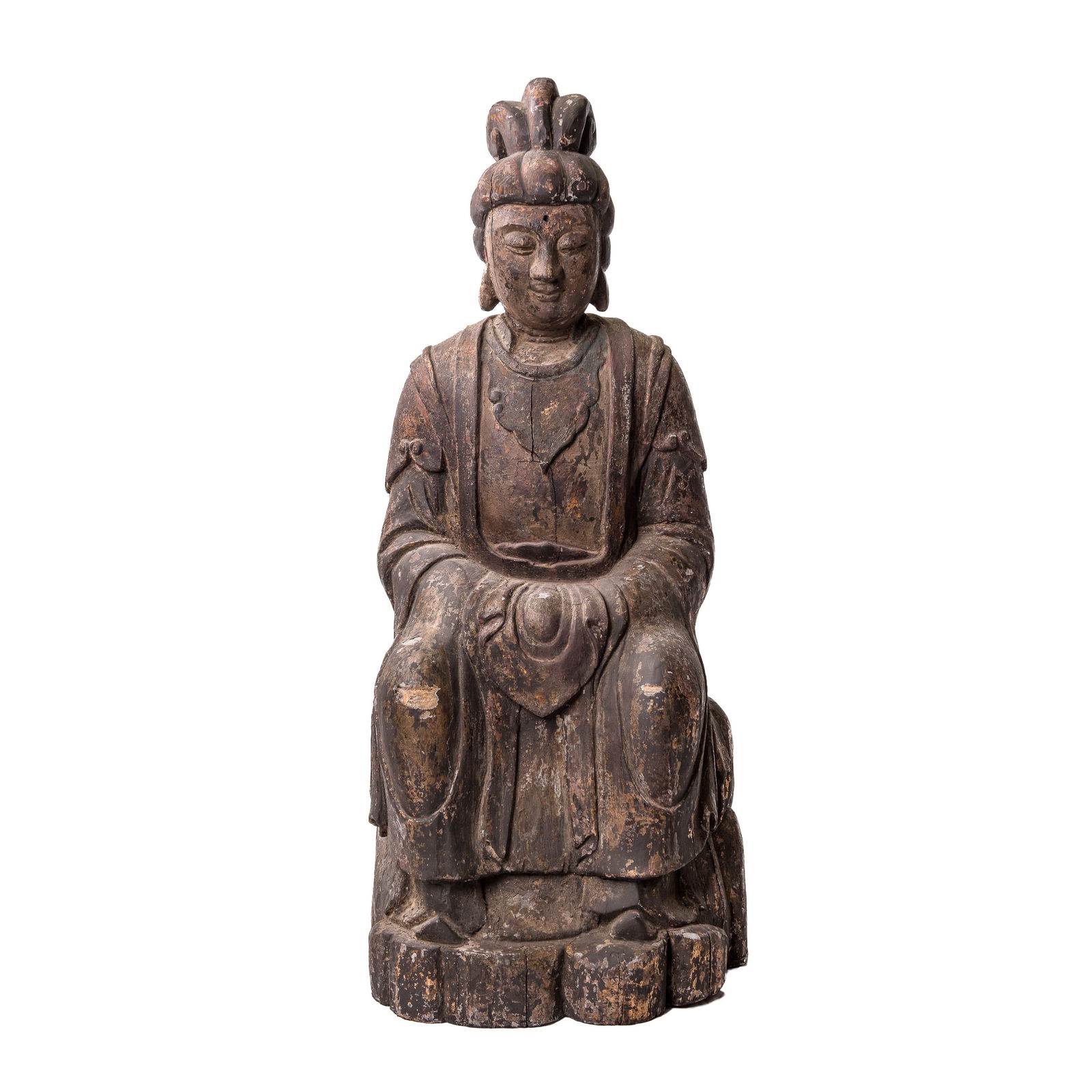 Large Chinese Carved Gilt-Wood Figure of Mazu (1 of 15)