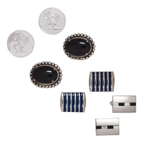 A Group of silver cufflinks