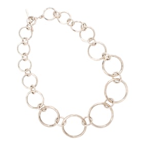 A silver link necklace