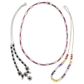 Three silver necklaces