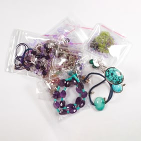 A group of gemstone jewelry