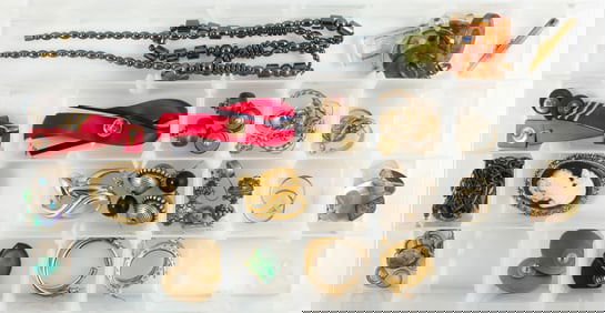 A box of costume jewelry