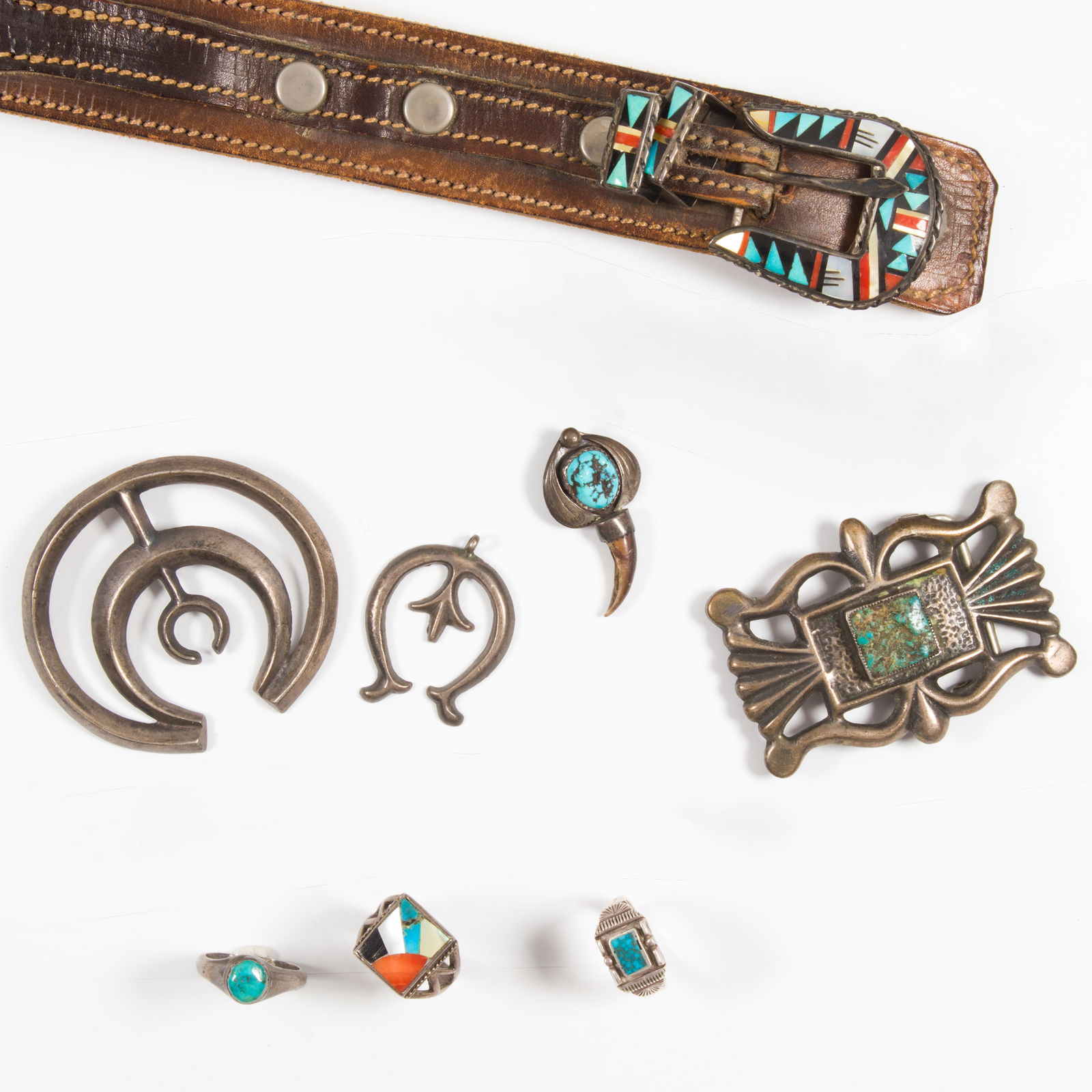 A collection of Navajo or Zuni turquoise and silver jewelry (1 of 1)