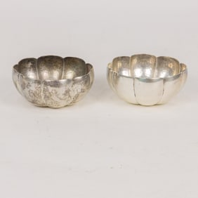 Two Mexican sterling melon form bowls