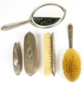 A William B Kerr sterling mounted dresser set (5 pc)