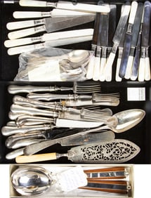 A large lot of sterling and Sheffield plated flatware