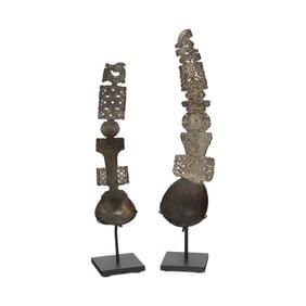 Two Indonesian carved horn spoons