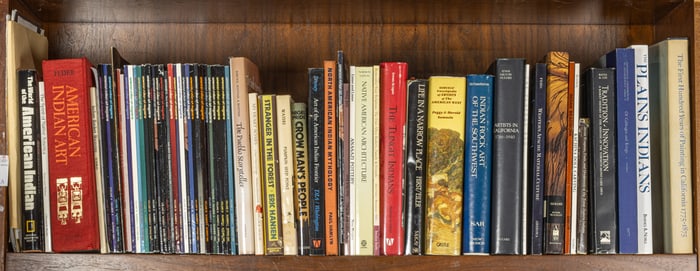 A lot of books on American Indian art, culture, and lore