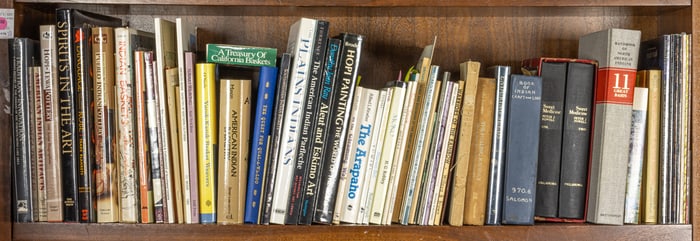 A Lot of books on American Indian art, basketry and culture, many signed by the author