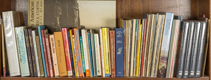 A Lot of books depicting American Indian art, culture, and lore, including Thomas E