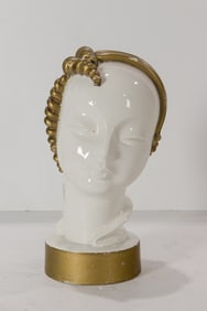 A Kent Art Ware parcel gilt ceramic head of a woman