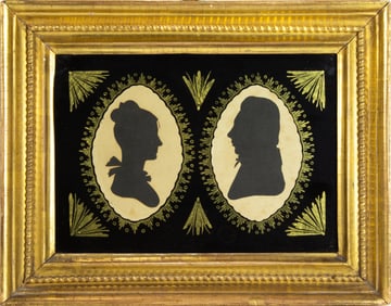 A double silhouette in giltwood frame, 19th century