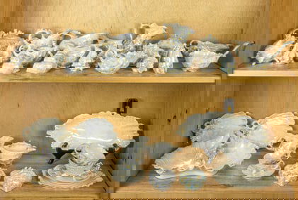 A group of thirty-six mainly Royal Bayreuth luster porcelain shell form table articles