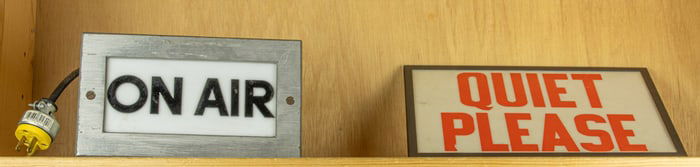 An 'On Air' lighted recording sign