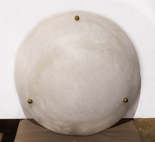 An alabaster chandelier or plafonnier with lacquered brass mounts