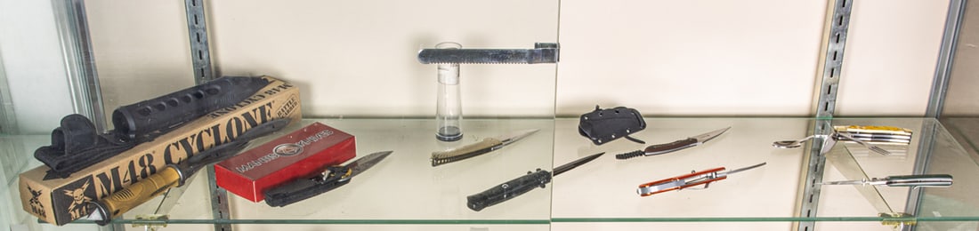 Eight Contemporary outdoor, utility and sporting knives, including M48 Cyclone Fantasy Knife, K-2 (1 of 1)