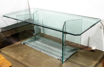A Lee Rosen for Pace Collection glass rectangular dining table