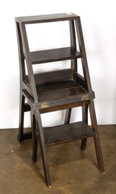 An oak metamorphic chair/step stool
