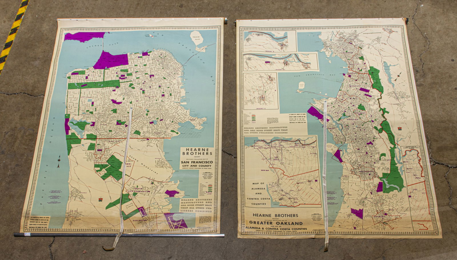 Two large format Herne Brothers retractable maps of Greater Oakland and San Francisco (1 of 1)