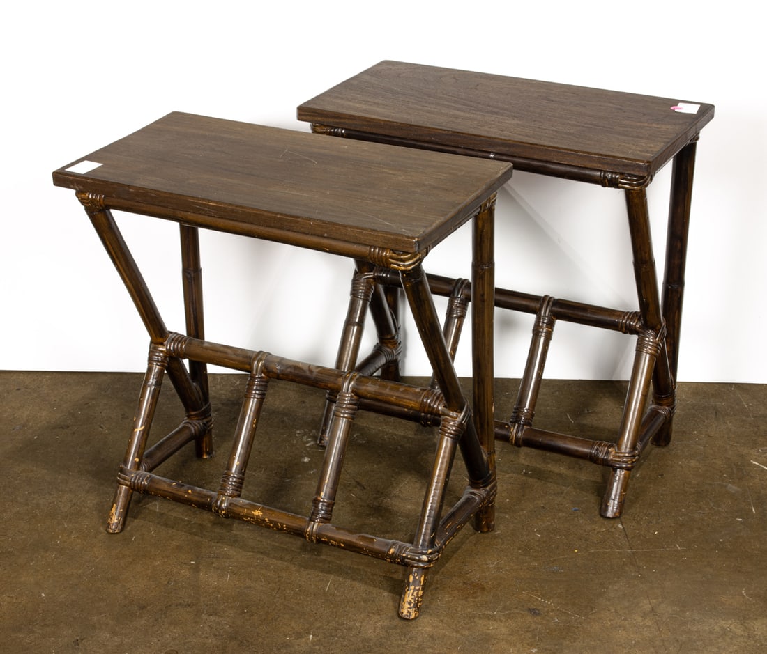 A pair of McGuire style rattan side tables (1 of 1)