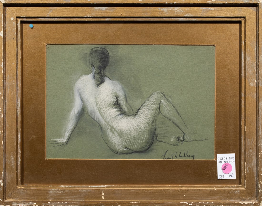 Works on paper, Frank Nelson Ashley: Frank Nelson Ashley (American, 1920-2007), Nude Study, pastel on paper, signed lower right, overall (with frame): 14"h x 18"w