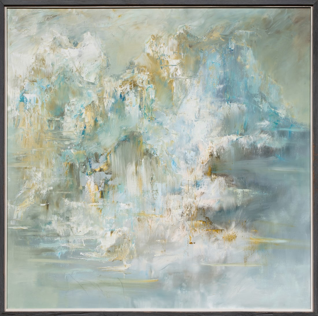 Painting, Don Clausen: Don Clausen (American, b. 1930), "Temple Mountain," oil on canvas, signed and titled verso, overall (with frame): 49"h x 50"w
