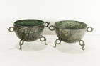 (lot of 2) Chinese bronze tripod vessels