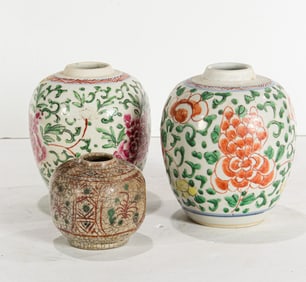 (lot of 3) Chinese famille verte jars
