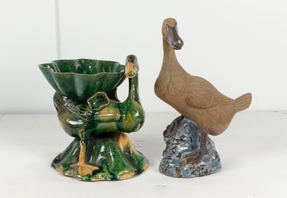 (lot of 2) Chinese ceramic duck figures