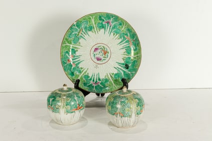 (lot of 3) Chinese famille verte articles