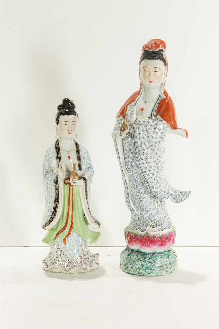 (lot of 2) Chinese famille rose Guanyin figures (1 of 3)