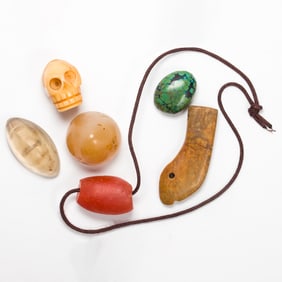 (lot of 6) Chinese archaic hardstone beads