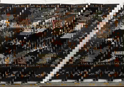 A Chinese eight-panel coromandel style folding screen