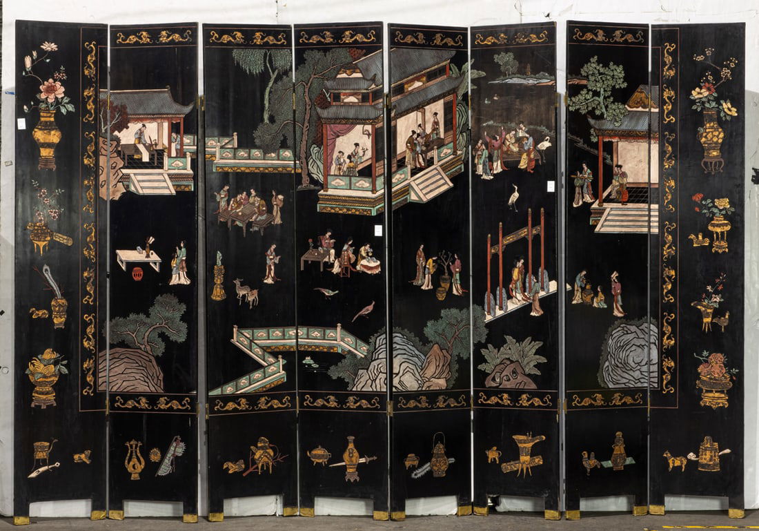 A Chinese eight-panel coromandel style folding screen (1 of 1)