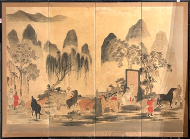 A Japanese four-panel folding screen