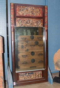 A Chinese gilt red laquered mirror