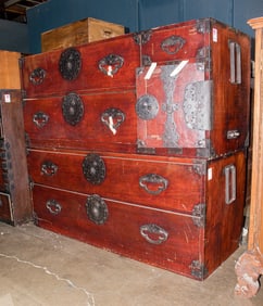 A Japanese two-piece isho tansu