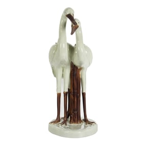 A Chinese glazed ceramic crane group