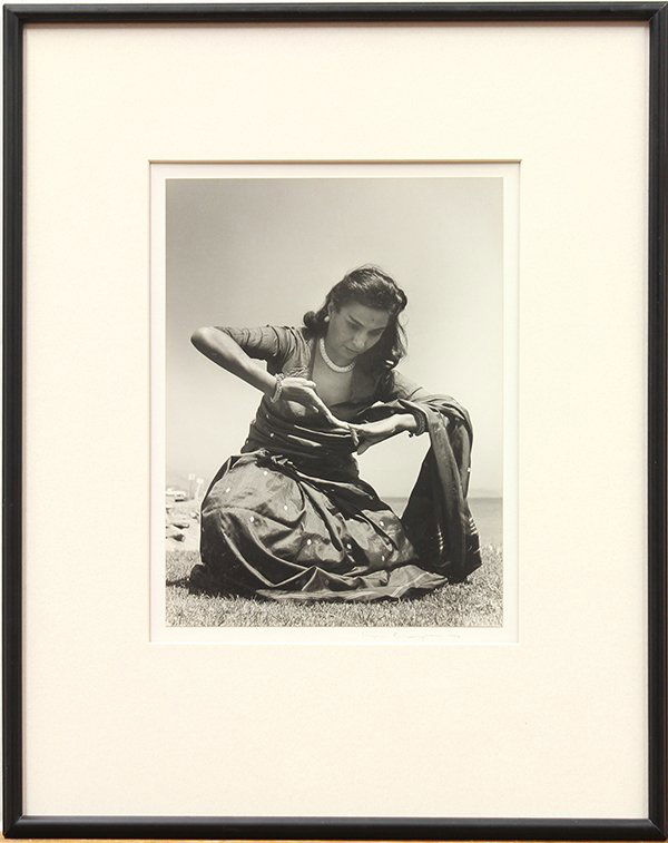 Photograph, Imogen Cunningham, Ishvari Hamilton,: Framed gelatin print, Ishvari Hamilton, Dancer, 1962, by Imogen Cunningham (Californian, 1883-1976), pencil signed and dated lower right, bears artist's label verso, image: 9.5"h x 7"w, overall: 17.76