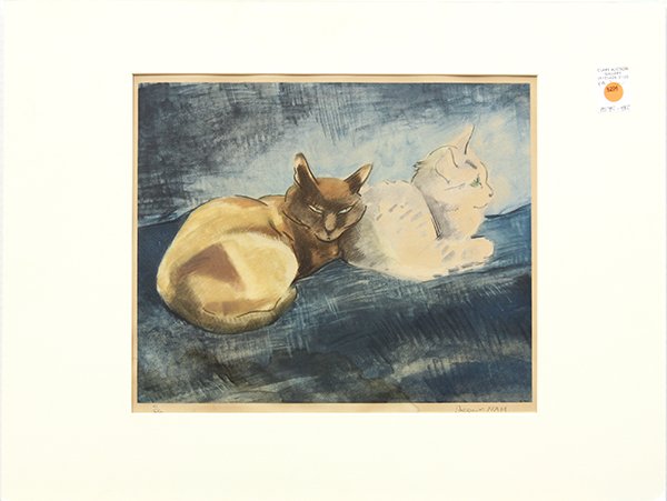 Lithograph, Jacques Nam, "Capucin and Adimah": Unframed color lithograph, ""Capucin and Adimah,"" by Jacques (Lehmann) Nam (French, 1881-1974), signed lower right and numbered from an edition of 350, sheet: 17.25""h x 20""w, overall: 19""h x 25""w