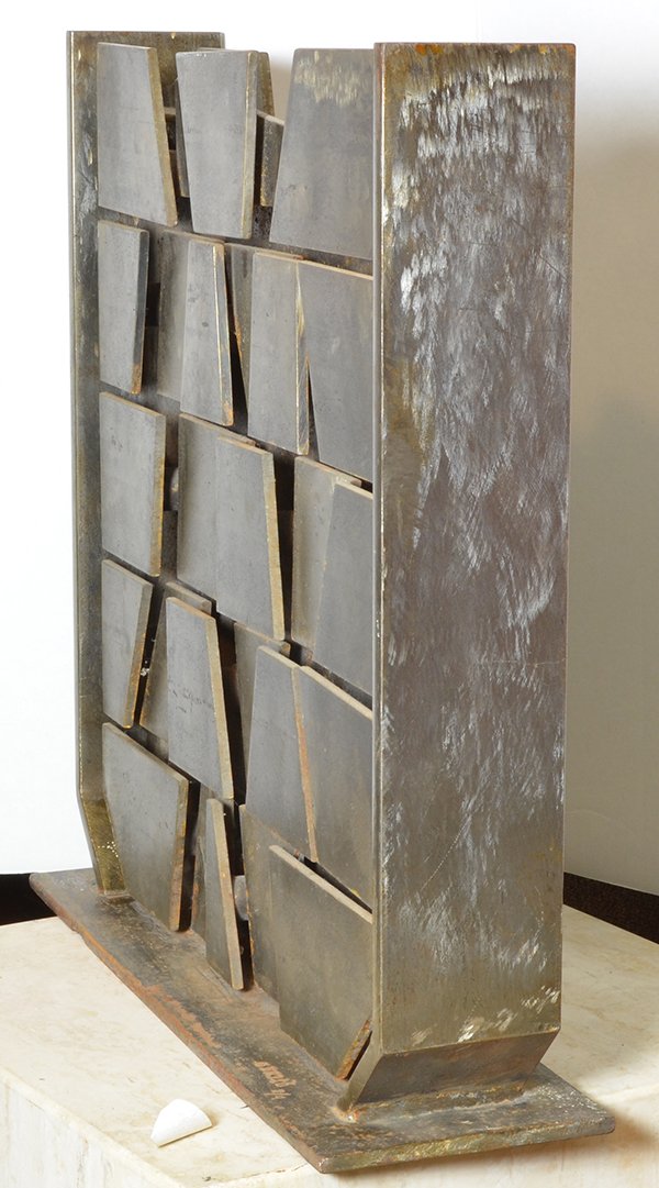 Steel sculpture by Gunther Gerzso: Steel sculpture, Untitled, by Gunther Gerzso (Mexican, 1915-2000), edition 2/4, signed, overall: 22.25""h x 21.5""w x 6.75""d