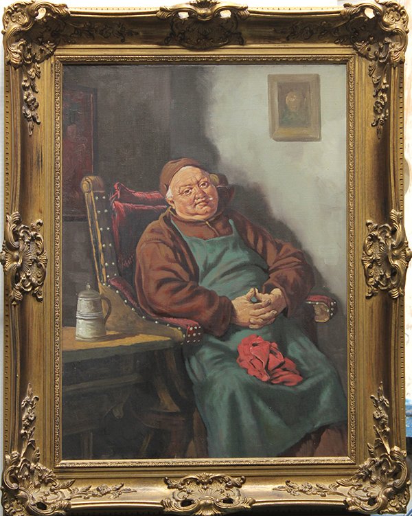 Painting, Seated Monk, Continental School (19th c: Framed oil on canavs, Seated Monk, Continental School (19th century), unsigned, overall: 35.5""h x 28""w