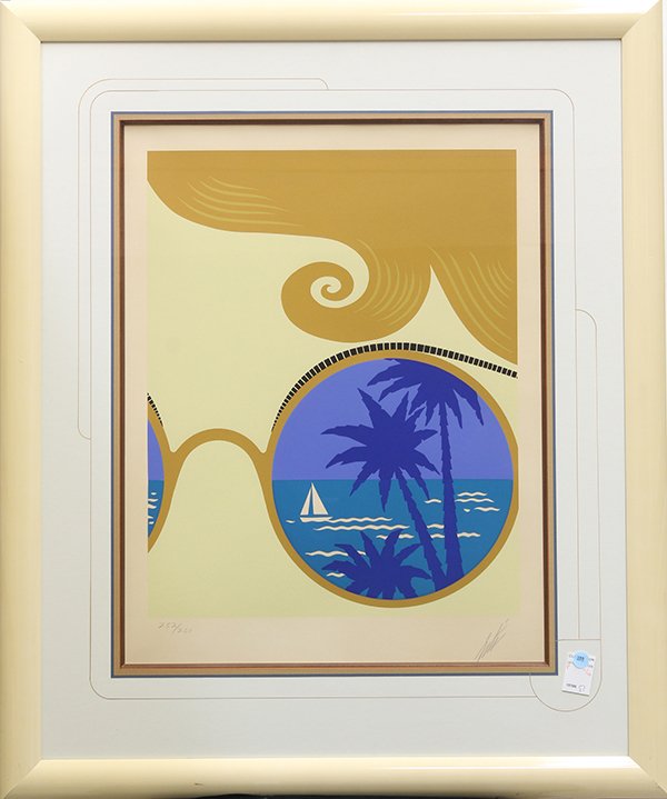 Serigraph, Erte, Winter Resort Nice: Framed serigraph, ""Winter Resort, Nice,"" by Romain de Tirtoff Erte (Russian/French/American, 1892-1990), pencil signed and numbered edition of 260 within lower margin, overall: 36.5""h x 30.5""w