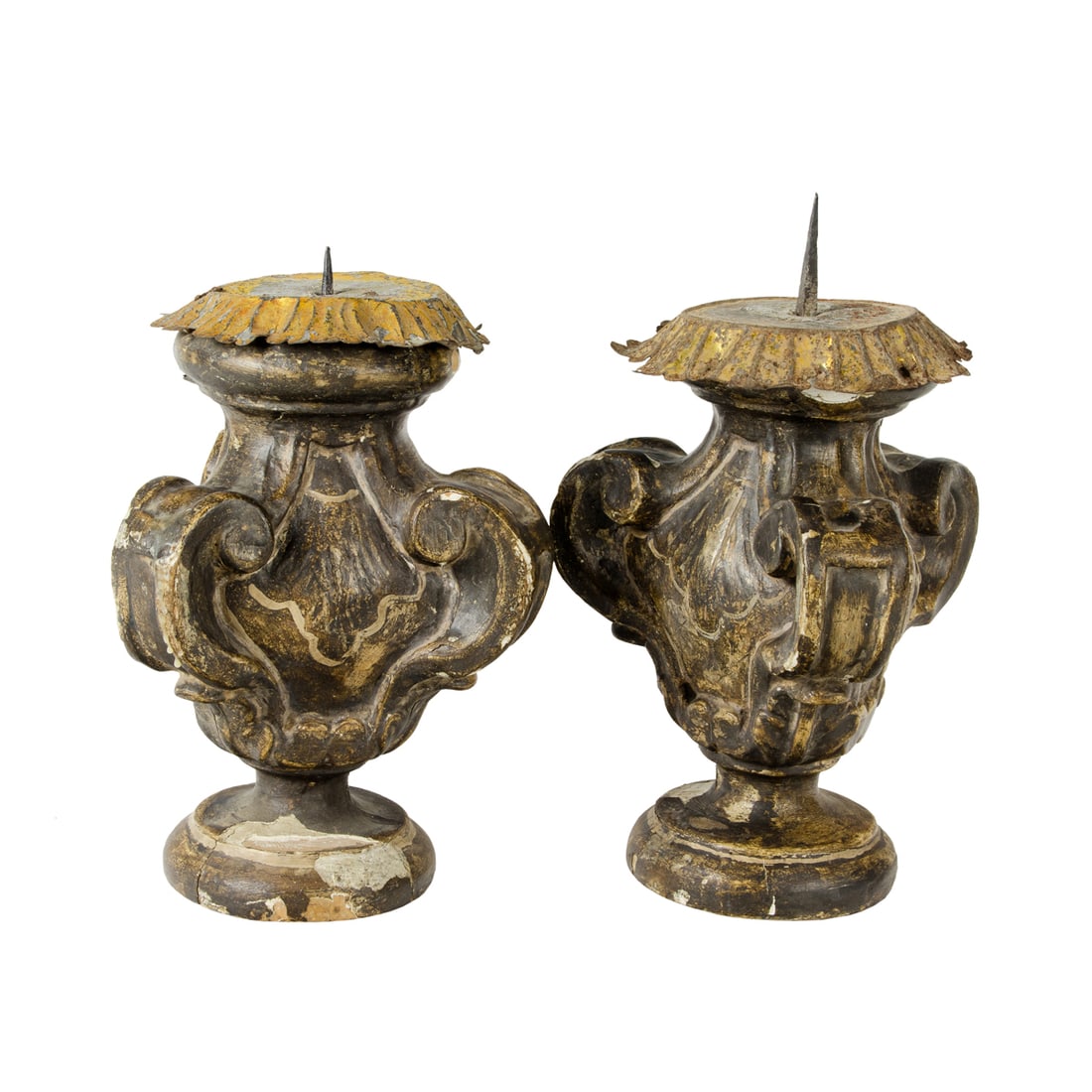 A pair of English polychrome carved wood figures (1 of 4)