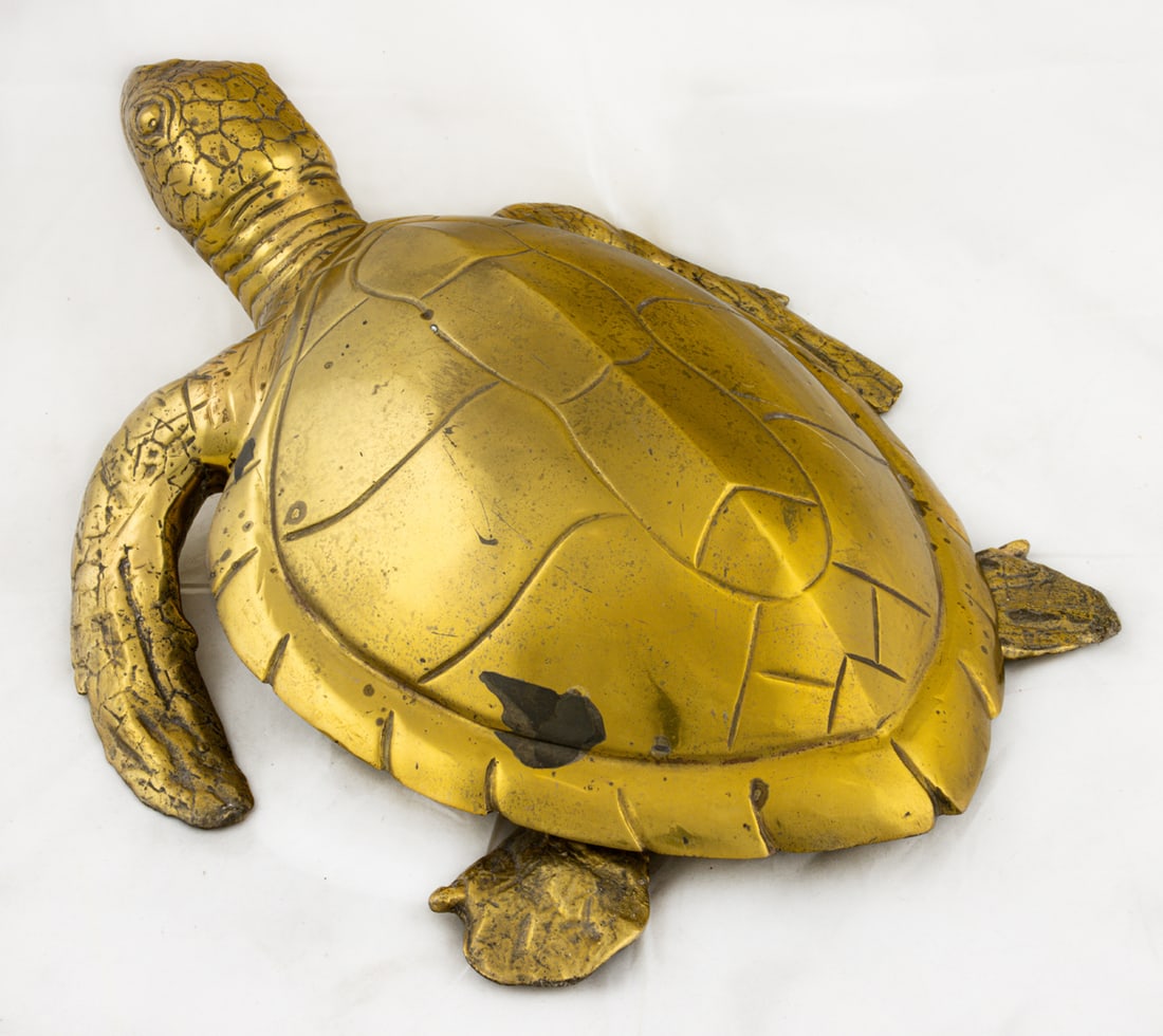 Two lacquered brass sea turtles in the manner of Antony Redmile (1 of 11)