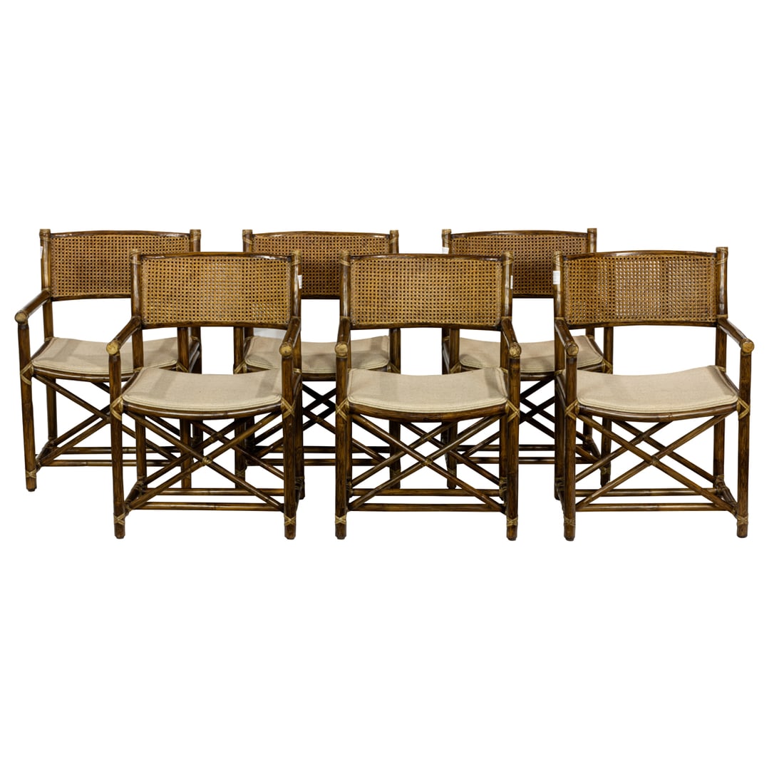 A set of six McGuire rattan and wicker armchairs (1 of 4)