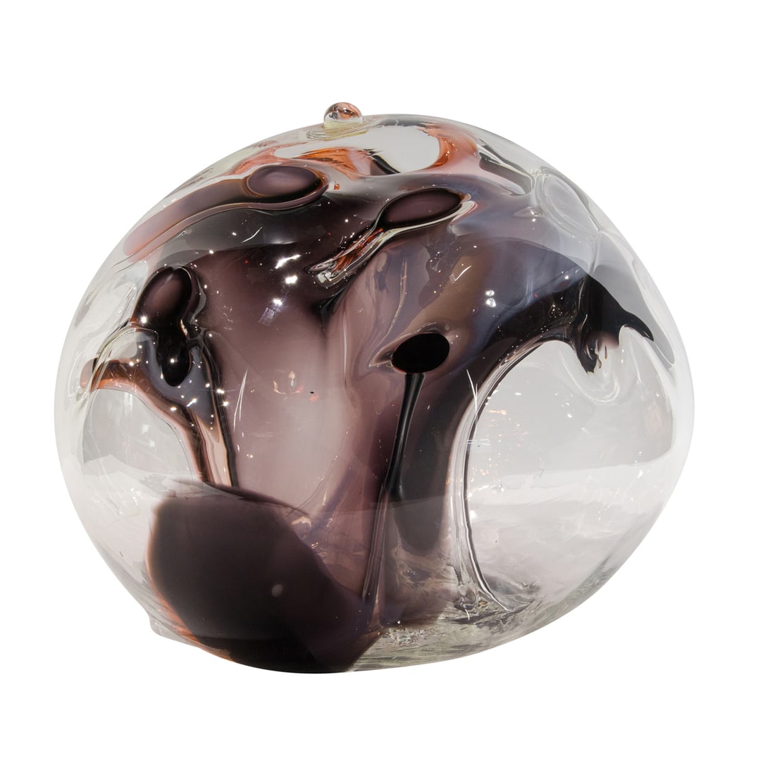 A Peter Bramhall (Vermont, b. 1942) glass orb/sphere, 1988 (1 of 3)