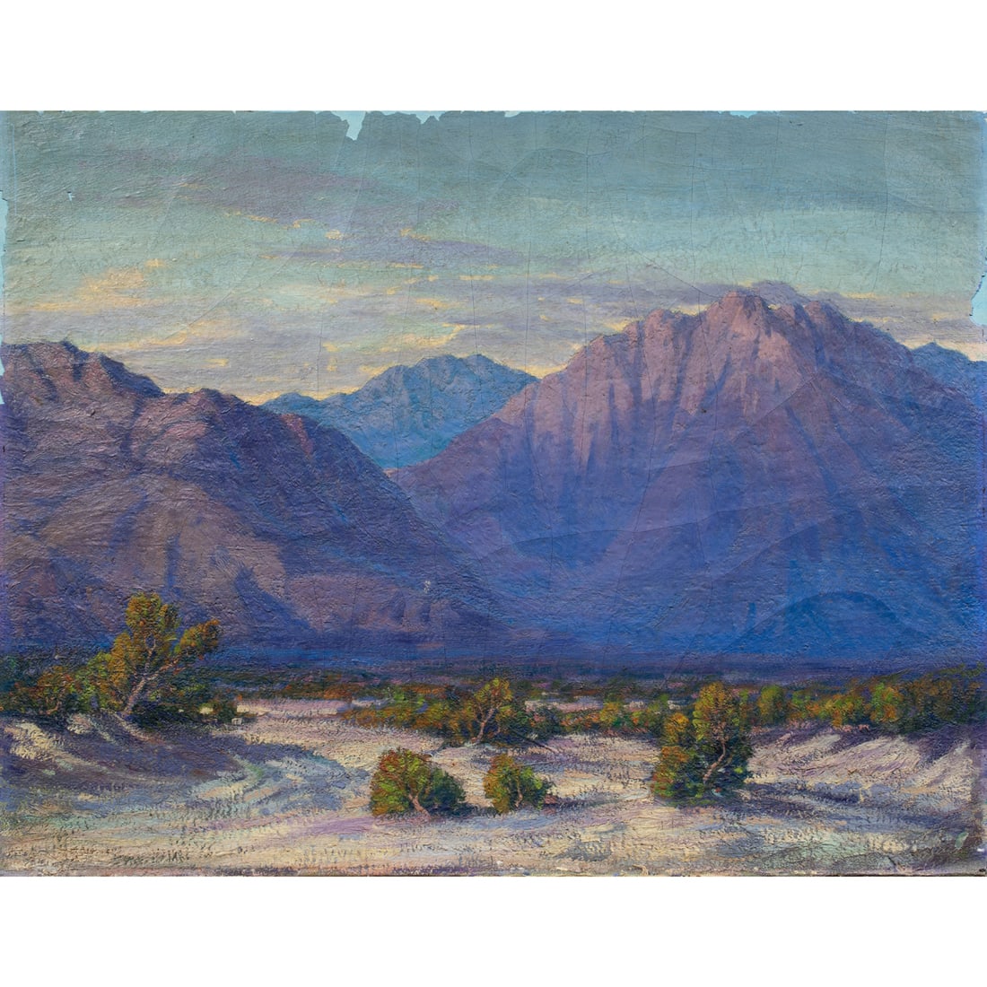 Painting, Attributed to Carl Sammons: Attributed to Carl Sammons (American, 1883-1968), Desert Landscape, oil on canvas affixed to board, unsigned, board (unframed): 23"h x 30"w