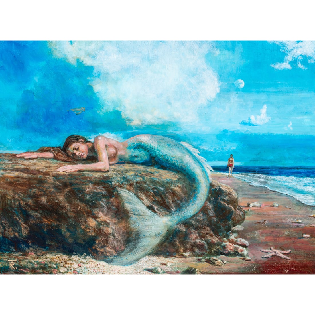 Painting, Russell R. Tripp: Russell R. Tripp (American, 20th century/21st century), "On Tranquil Seas," 2018, acrylic on board, monogrammed lower left, board: 17.5"h x 24"w, overall (with frame): 25"h x 31"w